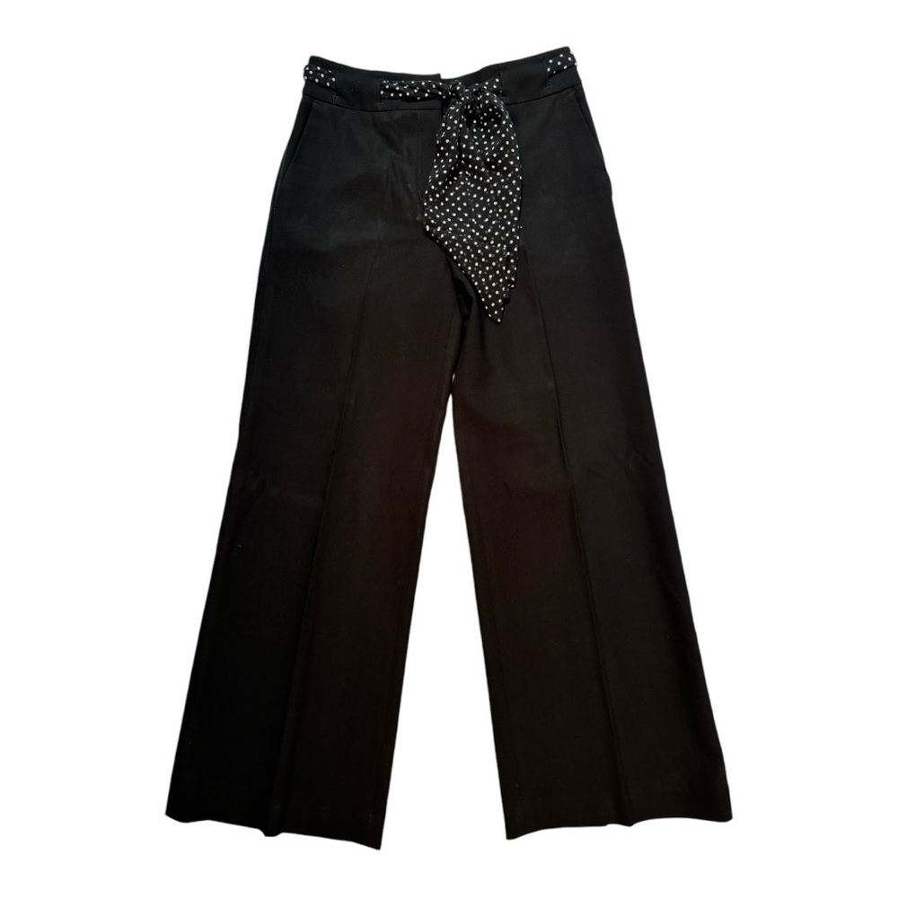 Ann Taylor Loft Lined Trousers in Black Crepe with scarf belt in 2P